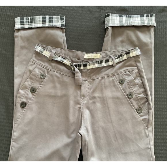 Msz Homme Pants Women's 2XL Gray Button Pocket Plaid Trim Casual Trousers XXL - Picture 2 of 11